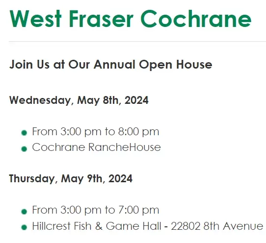 Join Us at Our Annual Open House Wednesday, May 8th, 2024 From 3:00 pm to 8:00 pm Cochrane RancheHouse Thursday, May 9th, 2024 From 3:00 pm to 7:00 pm Hillcrest Fish & Game Hall - 22802 8th Avenue